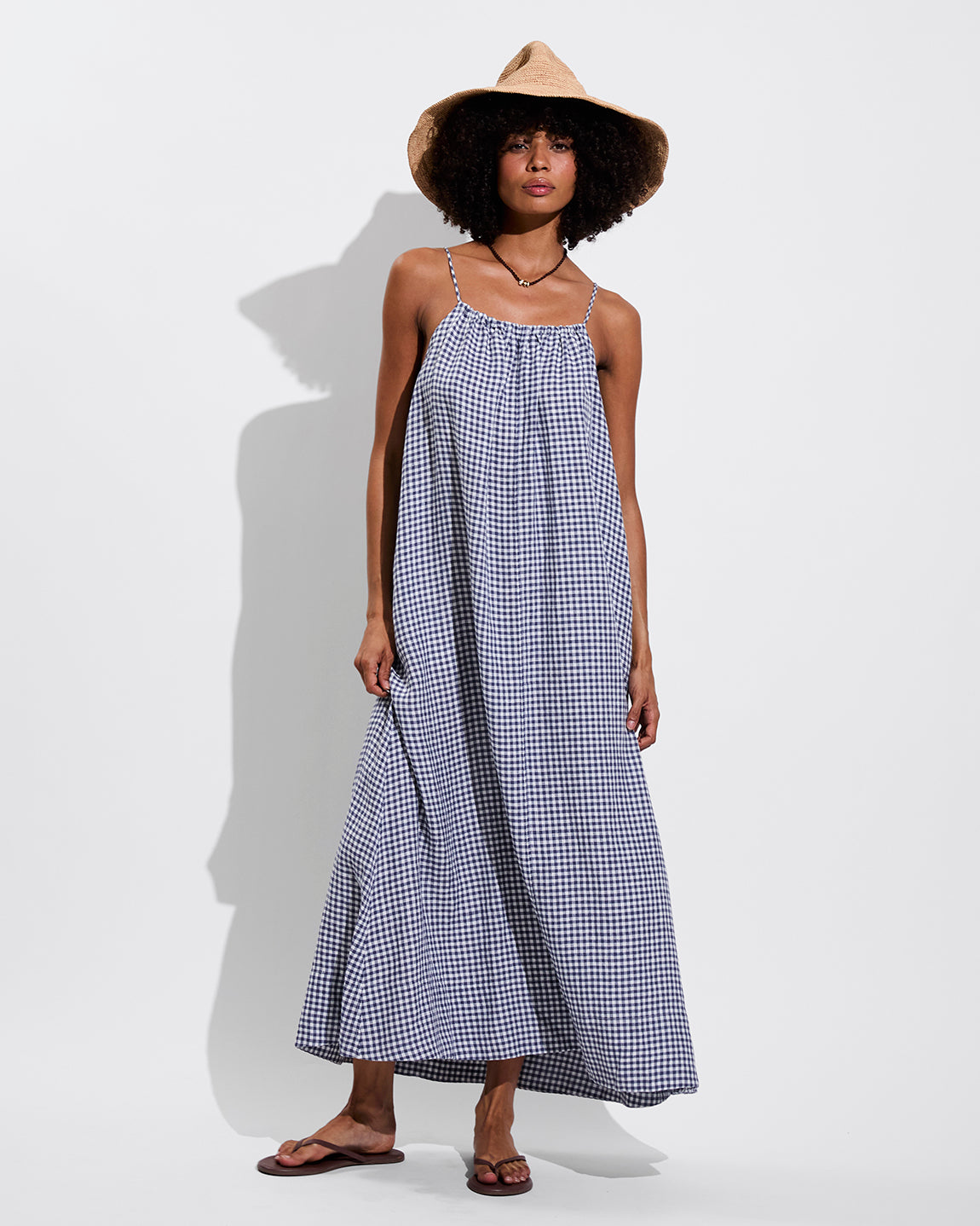 Leisure Maxi Dress - Gingham: Varsity / Coconut