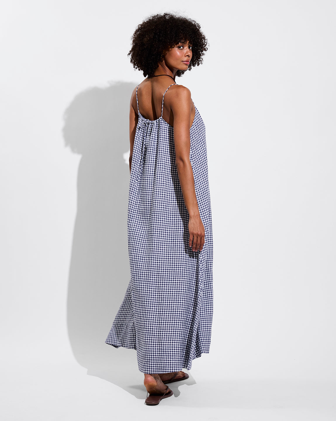 Leisure Maxi Dress - Gingham: Varsity / Coconut